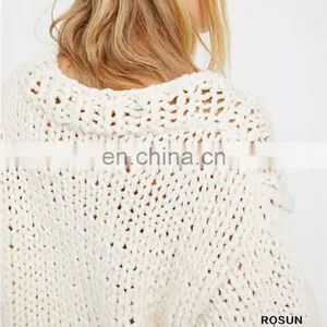 Oversized Sweater Tunics for Women of Long Sleeve Apricot Knit Ladies Tops With Latest Chunky Handmade Design as Crochet thumbnail-6