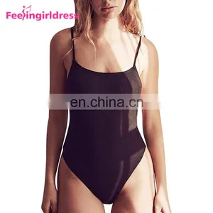 Stylish Black Backless Polyester Short Summer Sheer Jumpsuits For Women Bodysuit thumbnail-1