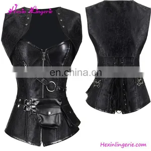 Plus Size Jacquard Lace Up 24 Steel Boned Gothic Body Shaper Corset thumbnail-1
