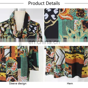 Turkish Style One Piece Cowl Neck Multi Color Retro Ropa Mujer Tunic for Female thumbnail-4