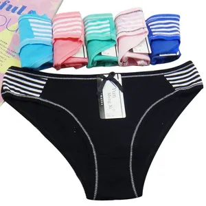 Yun Meng Ni Sexy Underwear Side Stripe Printed Girls Briefs Breathable Cotton Women Panties thumbnail-5