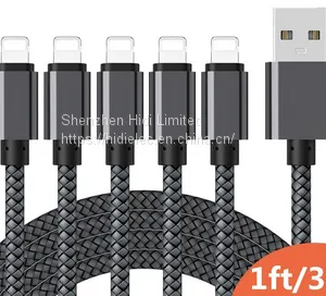 Nylon Braided Fast Charger Data Sync USB Cable Phone Charging Line Data Line Cord for IPhone Android thumbnail-1