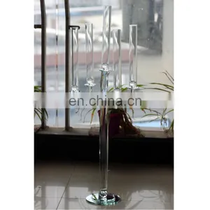 Set of Crystal Candle Holders 5 Arms Glass Candle Flame Protectors Candlestick thumbnail-2