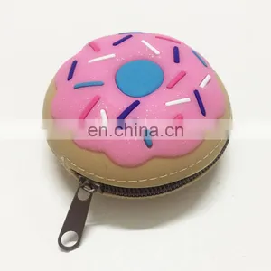 Customized Doughnut Cake Shape Mini Coin Bag Women Clutch Key Card Holder Walle Zipper Round Silicone Coin Purse thumbnail-4