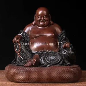 The Antique Fat Buddha Statue Buddha Shown Smiling With Big Belly thumbnail-1