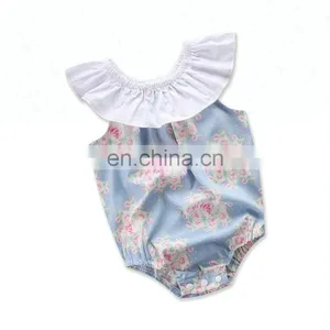 Wholesale Cotton Infant Clothing Baby Girls Romper Dress Flutter Sleeve Romper thumbnail-1