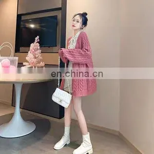 Winter Women Long Cardigan Sweater New Fashion Thick Coarse Wool Sweater Female Knitted Sweaters Tops Coat thumbnail-3