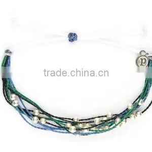 Hot New Many Layers Red Wax Cord Knot Bracelet With Copper Beads for Luck Girl thumbnail-2