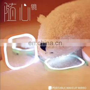 Mini Led Usb Cosmetic Mirror Powered Portable Smart Square Travel Hand Make up Mirror With Power Bank thumbnail-2