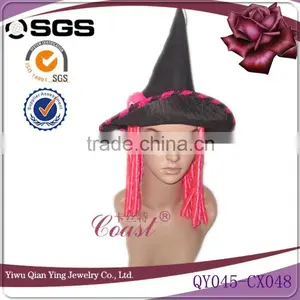 Funny Halloween Festival Hat With Pink Fake Hair Attachmed thumbnail-1