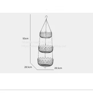 High Quality Wire With Coating 3 Tier Metal Fruit Basket Detachable Kitchen Storage Baskets thumbnail-4