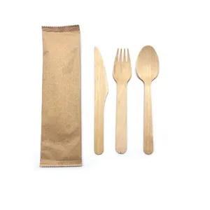 Disposable Cooking Utensils Natural Wood Knives Spoons Forks Cutlery Sets thumbnail-4