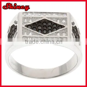 925 Sterling Silver Hip Hop Black cz Stone Paved Men Ring thumbnail-1