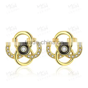 Rose Gold Plated Crystal Stone Jewelry Stud Earring thumbnail-2