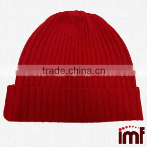 Ladies Ribbed 100% Cashmere Beanie Hat thumbnail-2