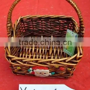 Brown Rectangular Willow Basket With Handle for Sale thumbnail-1