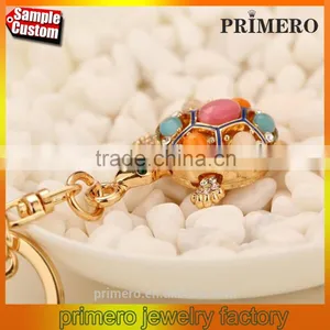 New Creative Gold Plated Animal Keychains Turtle Tortoise Keyrings Opal Key Jewelry thumbnail-1