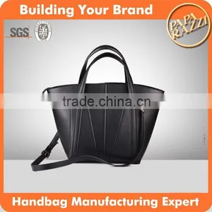 3648 Black Sturdy Shape PU Simple Modern Design Tote Bag Leather With a Long Shoulder Strap thumbnail-1