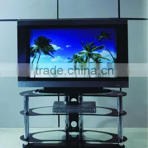 Modern 3 Tiers Glass and Chrome TV Stand thumbnail-1