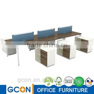 Cass Walnut 4 Seater Office Workstation Cubicle thumbnail-2