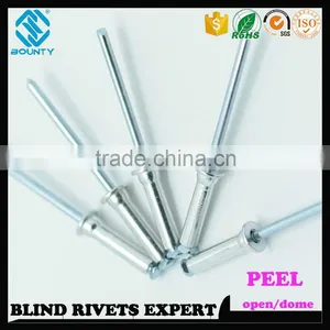 HOT SELLING OPEN END FACTORY DOME HEAD ALUMINUM PEEL BLIND RIVETS thumbnail-2