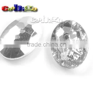 24*34mm Oval Shaped White Acrylic Bling Rhinestone&Crystal Button For Stylish Bags Garment Shoes #FLN014-C(06) thumbnail-1