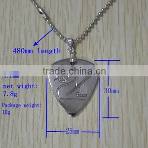 Latest Design Stainless Steel Teardrop Shaped Guitar Pick With Necklace thumbnail-6