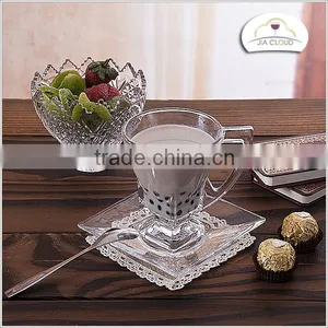 Glass Tea Cup Suction Cup Drinking Glass Cup With Handle thumbnail-1