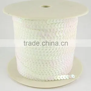 White Sequin Fabric for Clothing, Garment Paillette String Roll, 5mm Wide, 100 Yards/roll(PPW009-R13) thumbnail-1