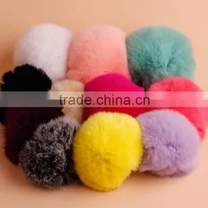 Dye Fur Pompoms / Real Rex Rabbit Fur Pom Pom Wholesale / Fur Pom Keychain thumbnail-4