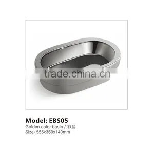 Oval Wash Hand Silver Color Basin Without Faucet Hole EBS05 thumbnail-1