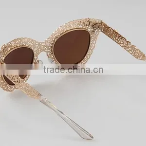 Women Ladies Hollow Out Lace Retro Flower Metal Frame Sunglasses Luxury Glasses thumbnail-3