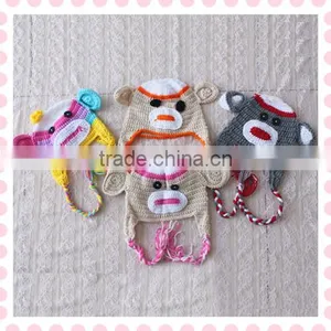 Wholesale Factory Price Cute Monkey Winter Hats for Kids thumbnail-1