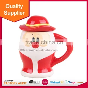 Hot Selling 3D Funny Handle Ceramic Christmas Milk Mug With Lid thumbnail-3