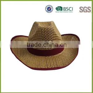 China Summer Straw Cowboy Hat Cheap With Strip thumbnail-1