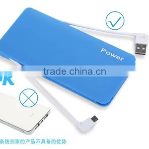 5000mah Ultra Slim Ultra Compact Power Bank External Battery Portable Battery With Built-in Micro Usb Cable thumbnail-1