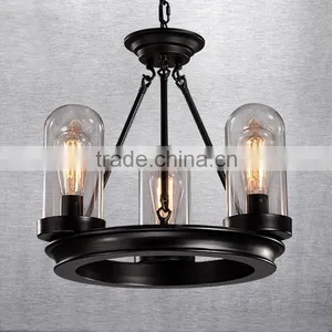 Industrial Black Wrought Iron Pendant,neat and Simple Metal Pendant Lamp,vintage Chandelier Hanging Metallic Lamp thumbnail-1