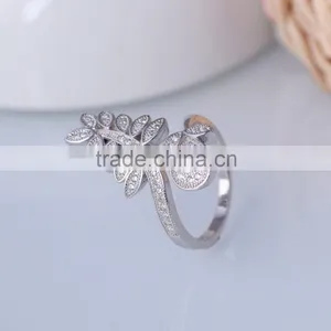 925 Sterling Pine Tree Leaf and Pine Cone Silver Ring Open Ended Design thumbnail-2