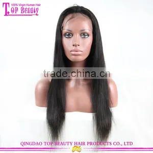 20 Inches Peruvian Hair Raw Unprocessed Virgin Lace Wig Large Stock Long Black Straight Hair Wig thumbnail-1