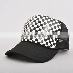 Checked Printed Fashion Trucker Cap Mesh Cap thumbnail-1