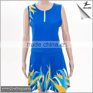 Custom Sublimation Netball Apparel Dress Shirt Bodysuit 100% Polyester thumbnail-1