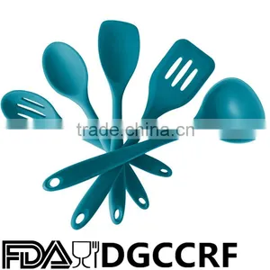 Silicone Kitchen Utensil Set (5 Piece) in Hygienic Solid Coating + Bonus 101 Cooking Tips thumbnail-1