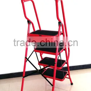 Red 4 Step Ladder Folding Ladder Hosehold Step Ladder thumbnail-4