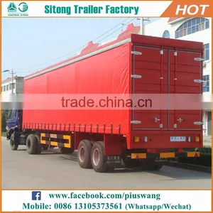 China Best Selling Van Type Curtain Side Semi Trailer Tri-axles Curtain Van Trailer thumbnail-2