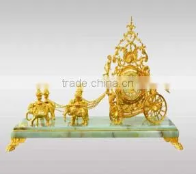 Antique Carved Ornate Bronze Rococo Style Table Clock, Elegant Marble Base Table Clock thumbnail-5