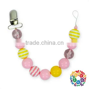 Hot Sale Newborn Toddler Baby Resin Candy Colors Beads Metal Pacifier Clips thumbnail-4