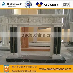 White Black Stone Marble Fireplace thumbnail-1