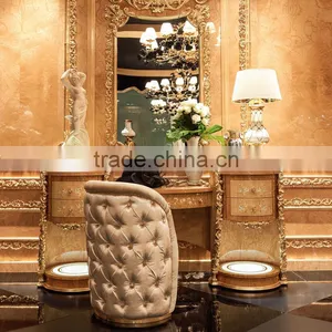 Momoda Super Fancy Luxuious Antique Solid Wood Italian Baroque Elegant European Style French Full Set Matched Golden Furniture thumbnail-3