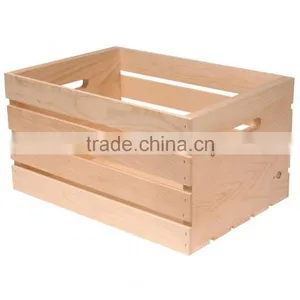 French Style Distressed Brown Slat Antique Fruit Decorative Wooden Crate thumbnail-1