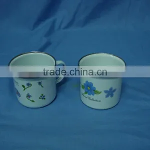 Big Size Enamel Cup With Hollow Handle and Lid Enamel Mug thumbnail-5